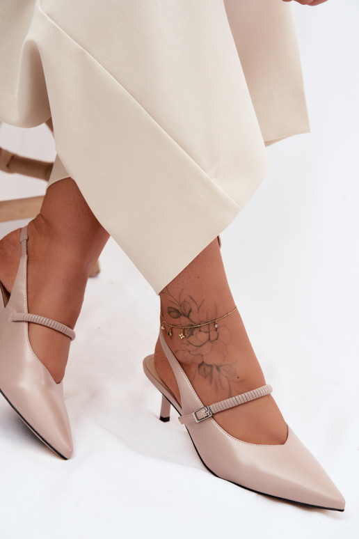 Piel Zapatos Sandalias de tacón con correas D&A CR61-3046 beige