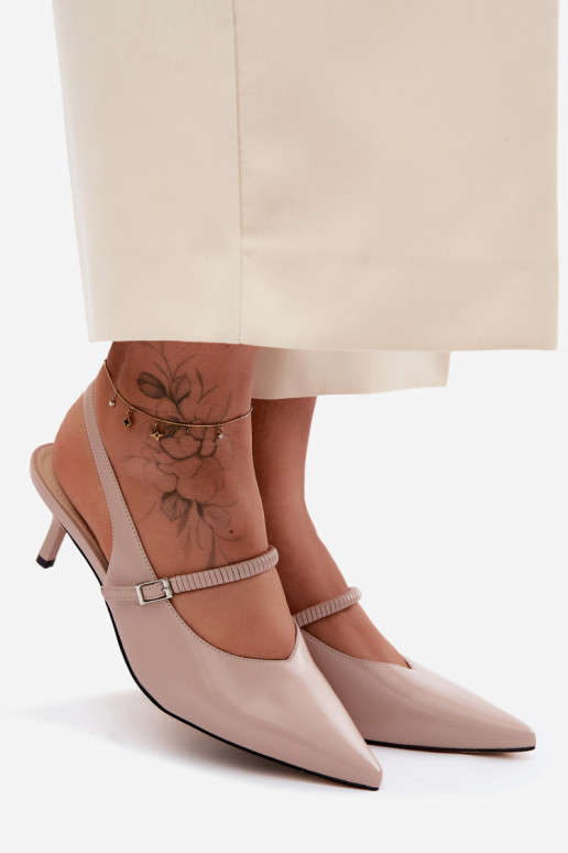 Piel Zapatos Sandalias de tacón con correas D&A CR61-3046 beige