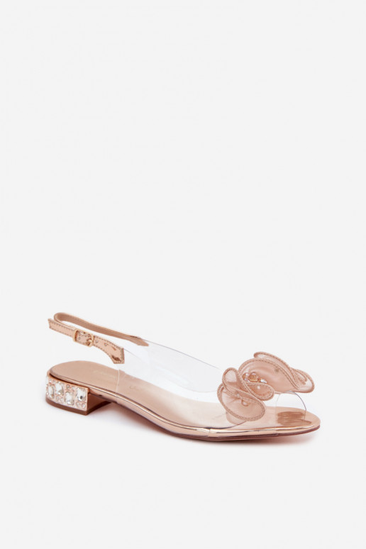 Sandalias transparentes para mujer con gemas brillantes D&A MR61-9002 oro rosa