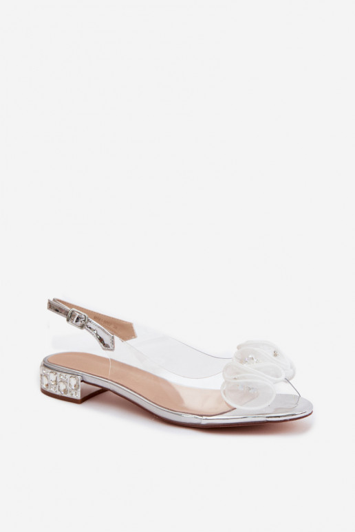Sandalias transparentes para mujer con gemas brillantes D&A MR61-9002 plateadas