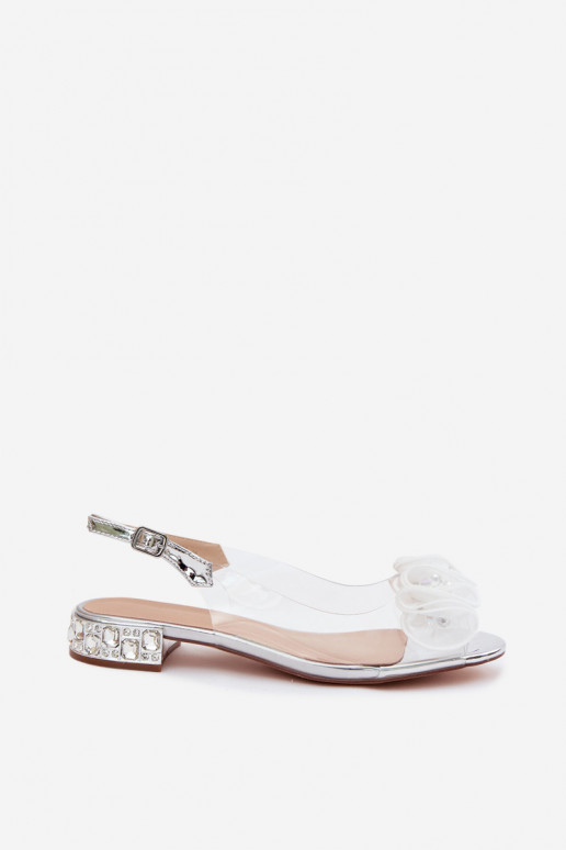 Sandalias transparentes para mujer con gemas brillantes D&A MR61-9002 plateadas