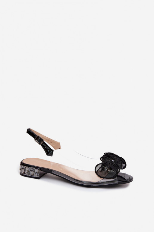 Sandalias transparentes para mujer con gemas brillantes D&A MR61-9002 negras