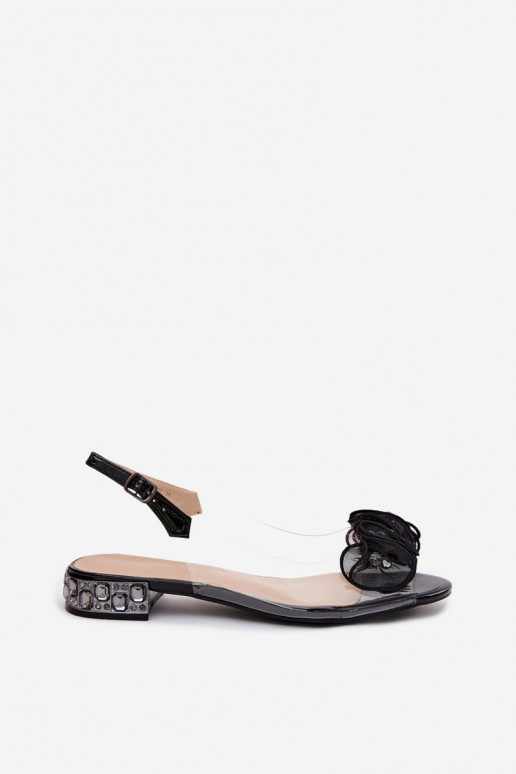 Sandalias transparentes para mujer con gemas brillantes D&A MR61-9002 negras