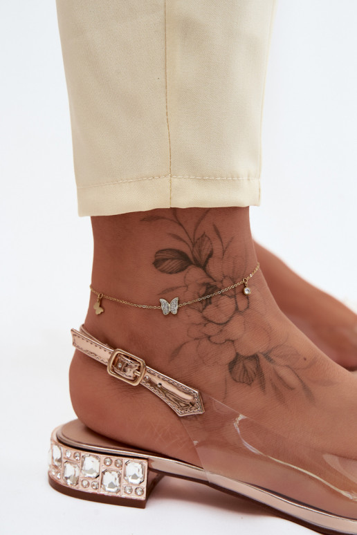 Sandalias transparentes para mujer con lazos D&A MR61-9001 oro rosa