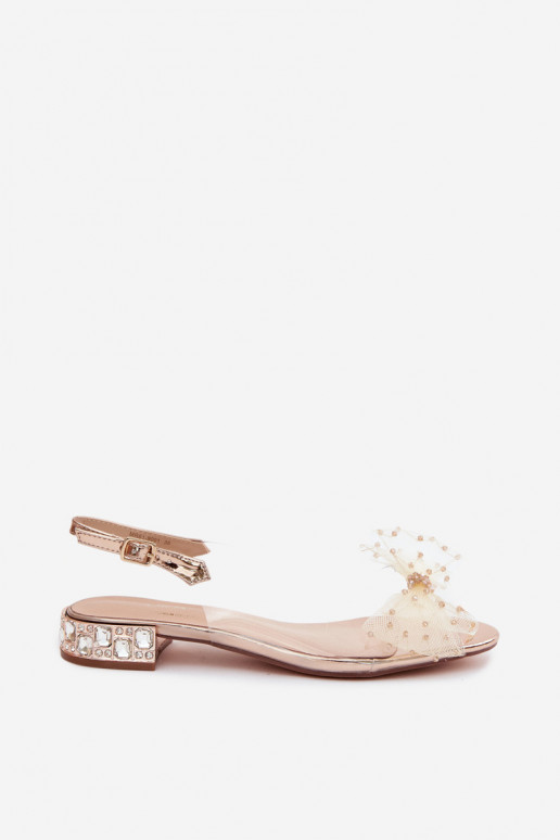 Sandalias transparentes para mujer con lazos D&A MR61-9001 oro rosa