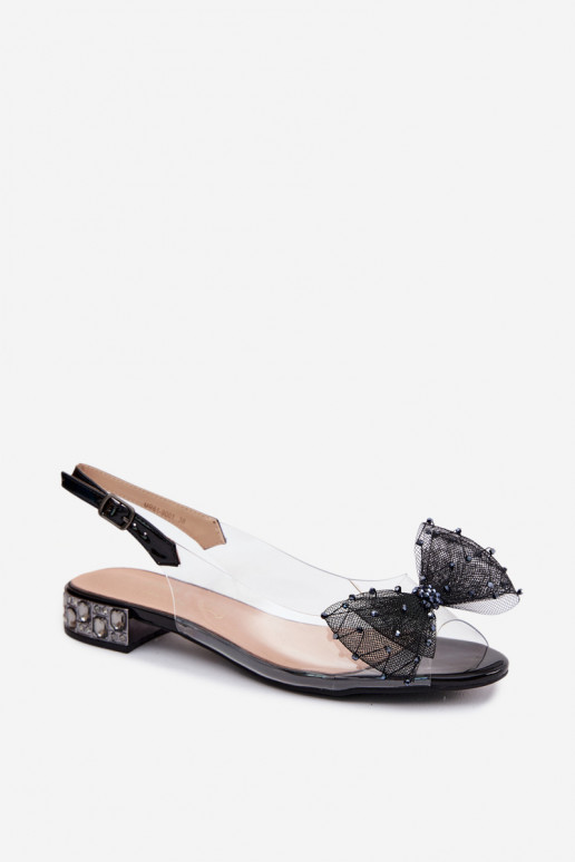 Sandalias transparentes para mujer con lazos D&A MR61-9001 negras