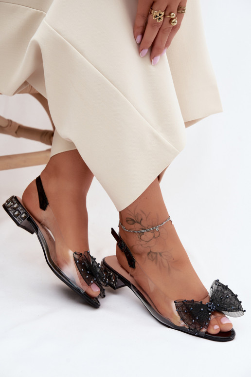 Sandalias transparentes para mujer con lazos D&A MR61-9001 negras