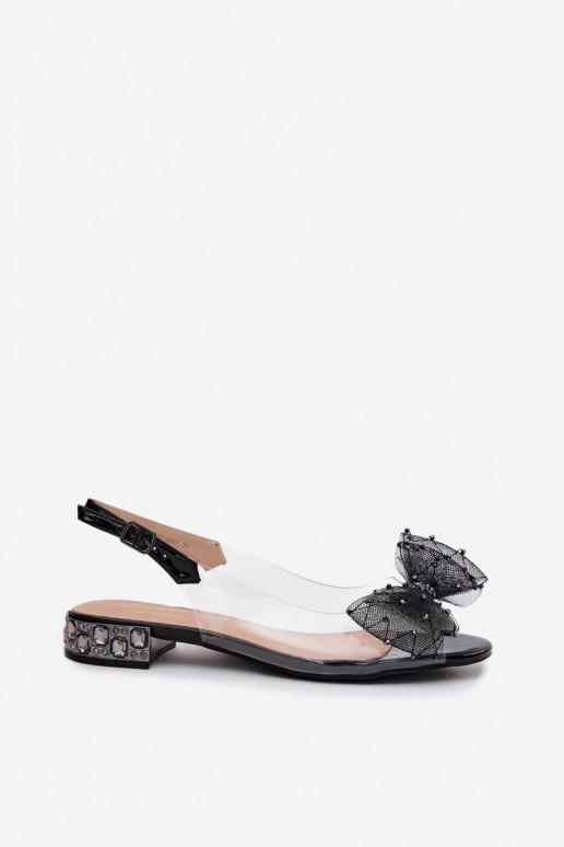 Sandalias transparentes para mujer con lazos D&A MR61-9001 negras