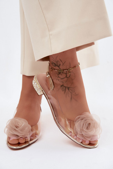 Sandalias transparentes para mujer con rosa D&A MR61-9003 doradas 2