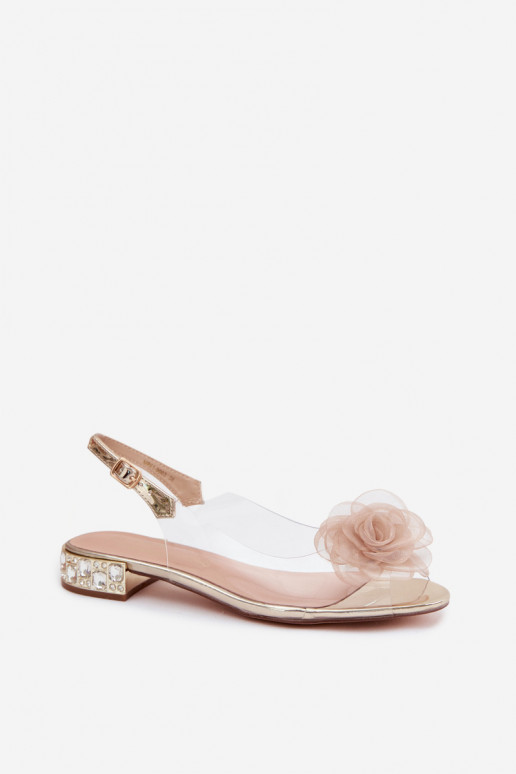 Sandalias transparentes para mujer con rosa D&A MR61-9003 doradas