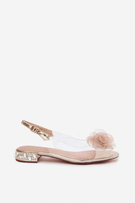Sandalias transparentes para mujer con rosa D&A MR61-9003 doradas