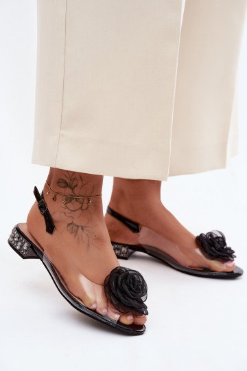 Sandalias transparentes para mujer con rosa D&A MR61-9003 negras 2