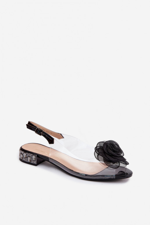 Sandalias transparentes para mujer con rosa D&A MR61-9003 negras