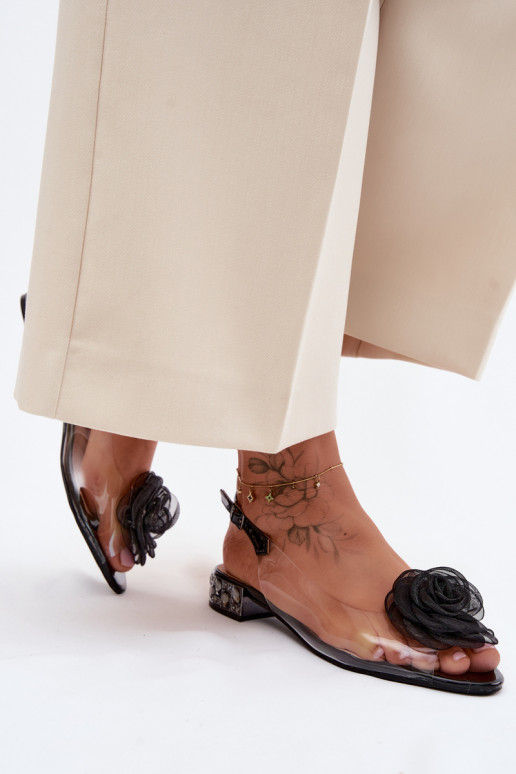 Sandalias transparentes para mujer con rosa D&A MR61-9003 negras