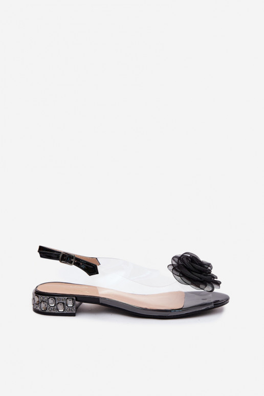 Sandalias transparentes para mujer con rosa D&A MR61-9003 negras