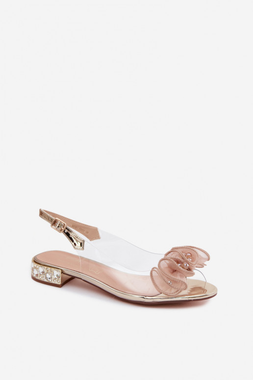 Sandalias transparentes para mujer con gemas brillantes D&A MR61-9002 doradas