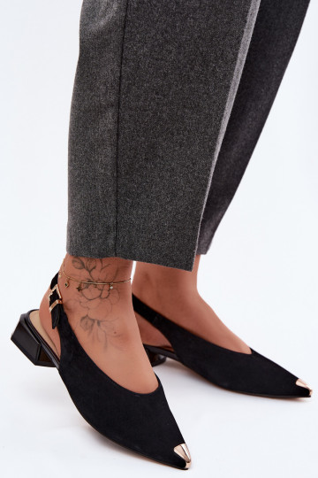 Sandalias de ante para mujer con tacón bajo D&A CR61-3050 negras