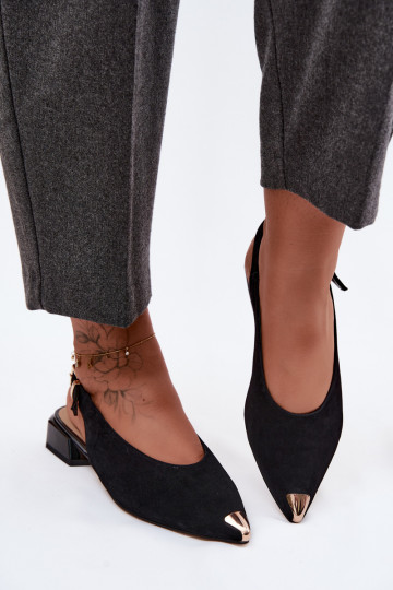 Sandalias de ante para mujer con tacón bajo D&A CR61-3050 negras 2