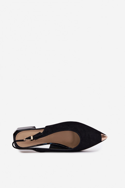Sandalias de ante para mujer con tacón bajo D&A CR61-3050 negras