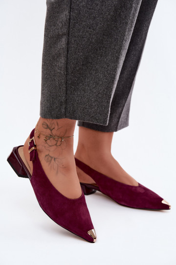 Sandalias de ante para mujer con tacón bajo D&A CR61-3050 burdeos 2