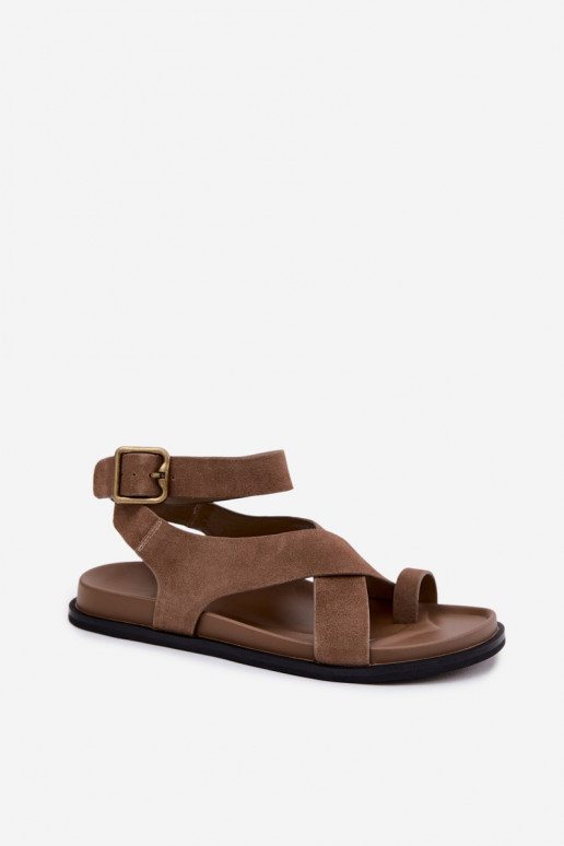 Sandalias planasActivadoturalnego de gamuzau D&A CR61-3049 beige