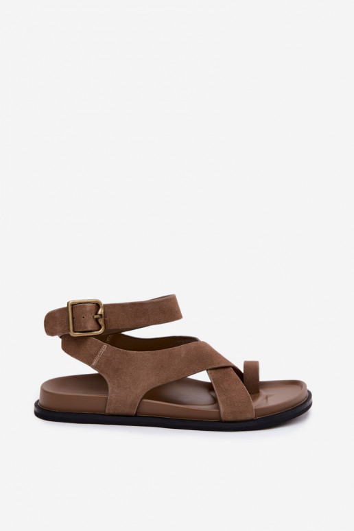 Sandalias planasActivadoturalnego de gamuzau D&A CR61-3049 beige