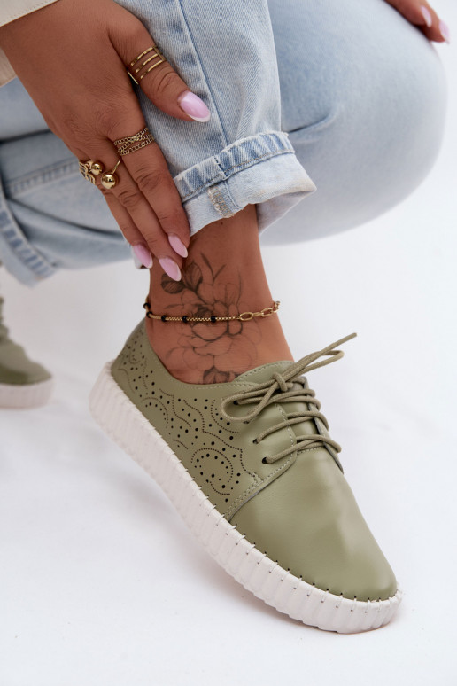 Zapatos con elementos de encaje en verde Pearla