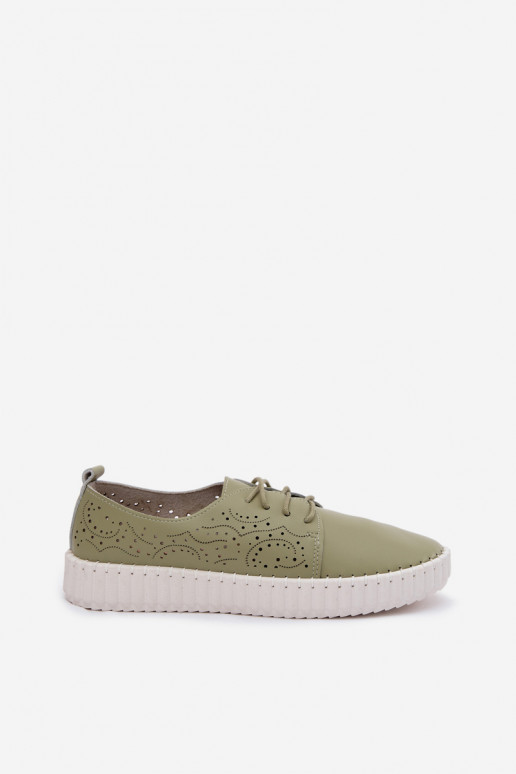 Zapatos con elementos de encaje en verde Pearla