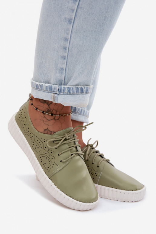 Zapatos con elementos de encaje en verde Pearla
