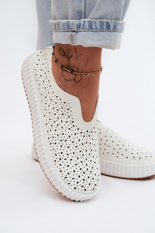 Zapatos slip-on con elementos de encaje y plataforma en blanco Glamma