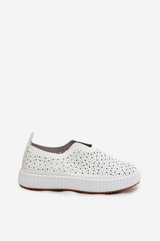 Zapatos slip-on con elementos de encaje y plataforma en blanco Glamma