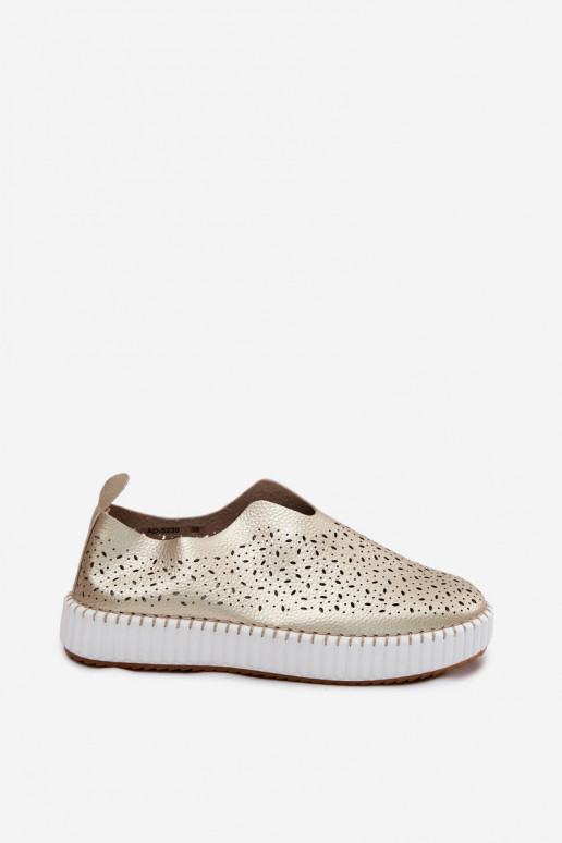 Zapatos slip-on con elementos de encaje y plataforma en dorado Glamma