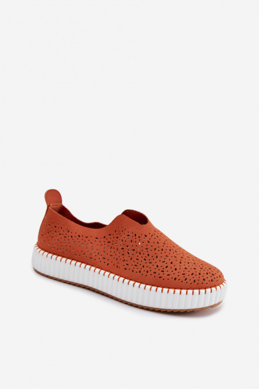 Zapatos slip-on con elementos de encaje y plataforma en naranja Glamma