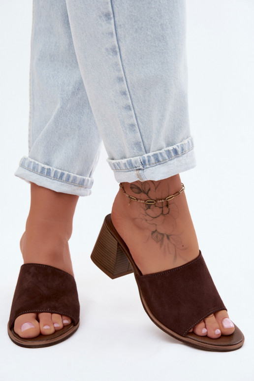 Piel Zapatillas de ante para mujer. con tacones Zazoo 40519 CzekoladoAe