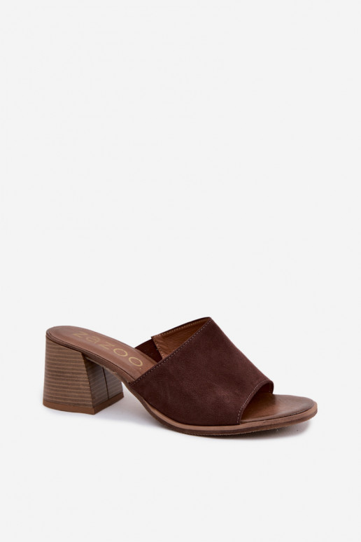 Piel Zapatillas de ante para mujer. con tacones Zazoo 40519 CzekoladoAe