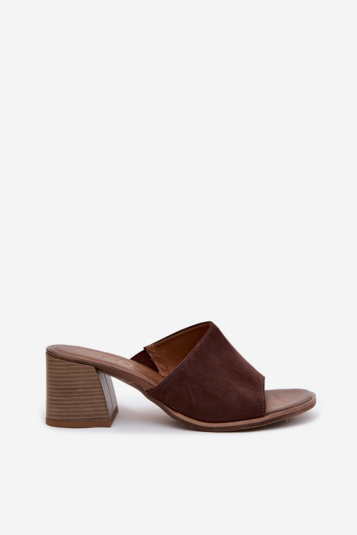 Piel Zapatillas de ante para mujer. con tacones Zazoo 40519 CzekoladoAe