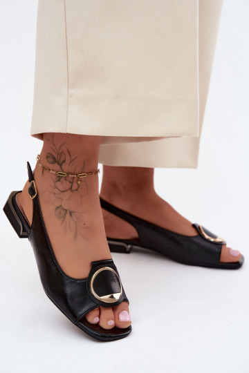 Sandalias de mujer con tacones anchos con adornos de color negro Glima 2