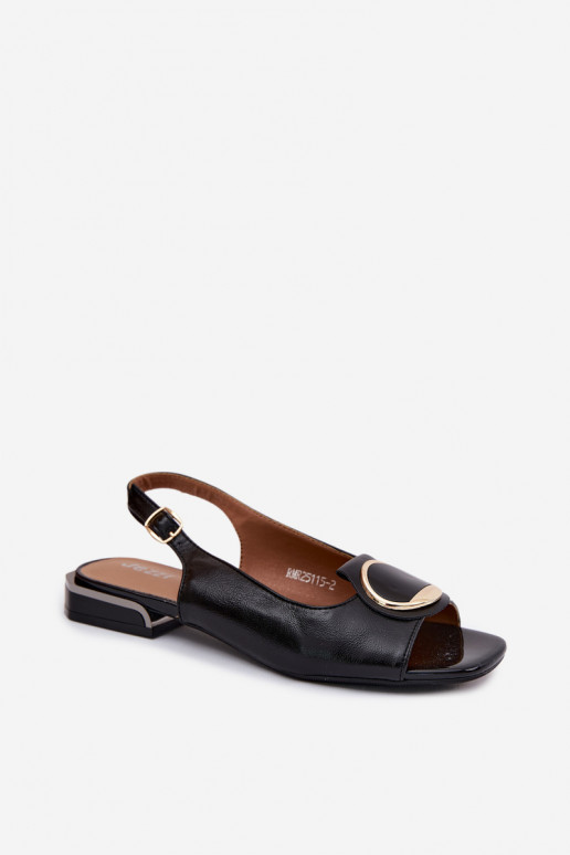 Sandalias de mujer con tacones anchos con adornos de color negro Glima