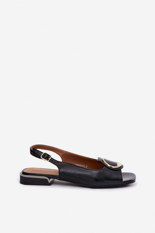 Sandalias de mujer con tacones anchos con adornos de color negro Glima