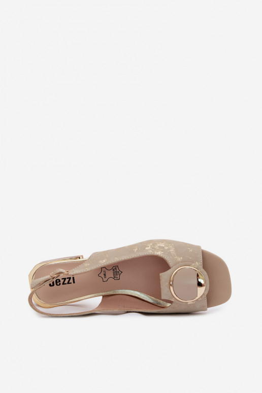 Sandalias con tacones anchos y ornamentos en dorado Glima