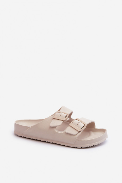 Sandalias de mujer con espuma y hebillas en color arena Luciene