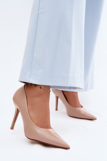 Tacones clásicos de charol.Imitacji Skóry beige Odira 2