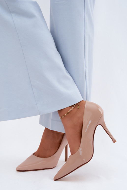 Tacones clásicos de charol.Imitacji Skóry beige Odira