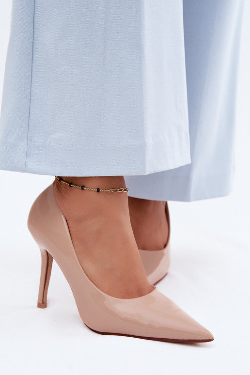 Tacones clásicos de charol.Imitacji Skóry beige Odira