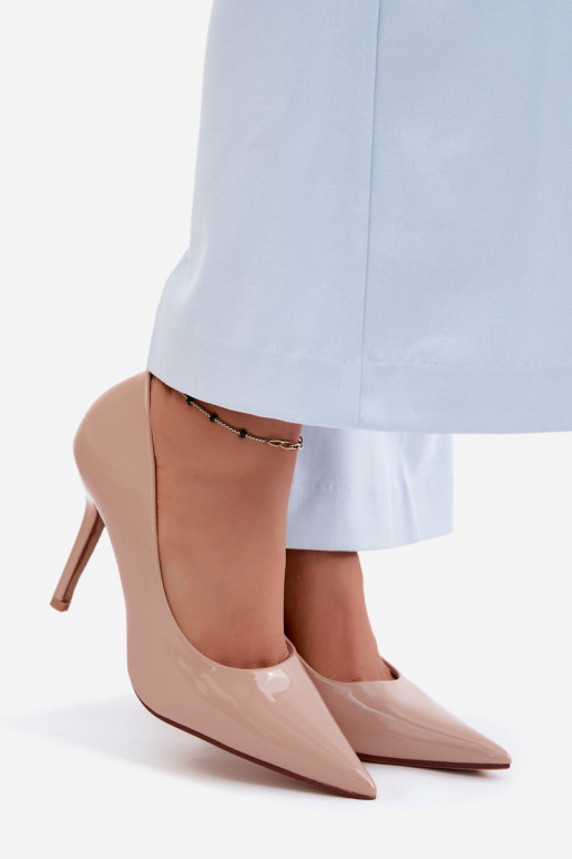 Tacones clásicos de charol.Imitacji Skóry beige Odira