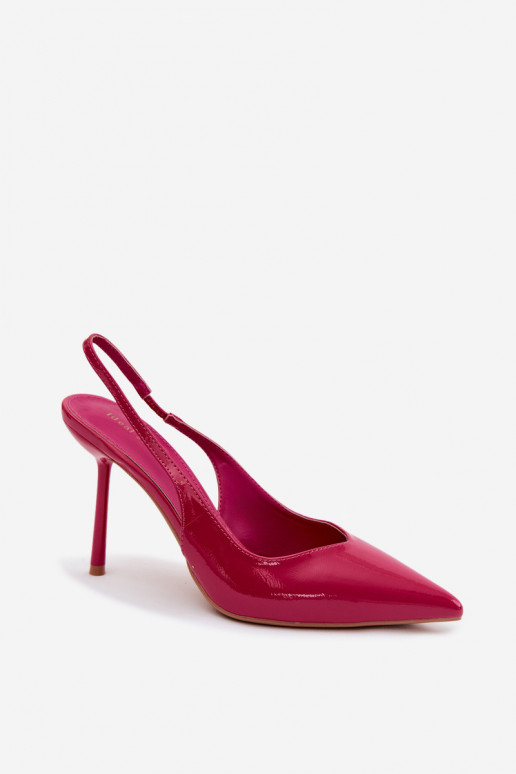 Sandalias rosas de charol con tacón alto de piel sintética Calera