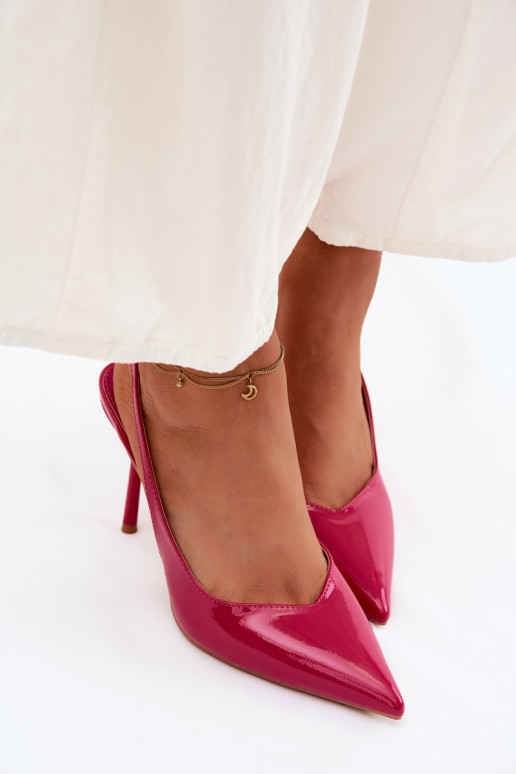 Sandalias rosas de charol con tacón alto de piel sintética Calera