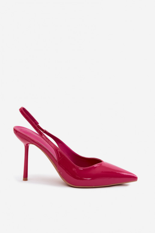 Sandalias rosas de charol con tacón alto de piel sintética Calera