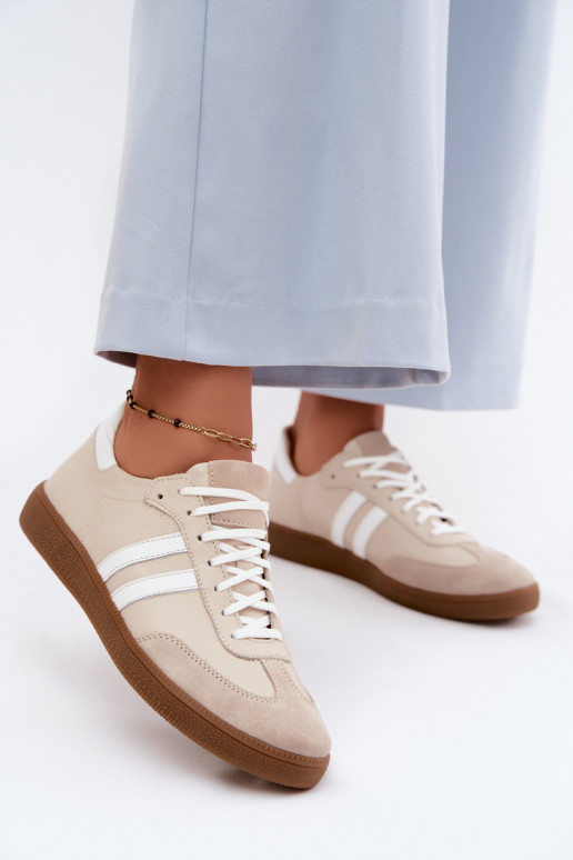 Zazoo N1068 Piel Bajo Zapatillas modelo zapatos. Femenino beige