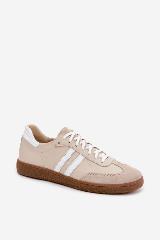 Zapatillas bajas de cuero para mujer Zazoo N1068 en color arena